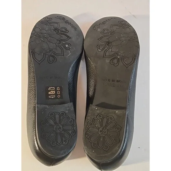Brighton 'Barb' Black Leather Ballet Flats With Silver Accent Charm Size 7M - Picture 13 of 15